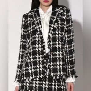 Walter Baker Houndstooth Blazer in Black and White